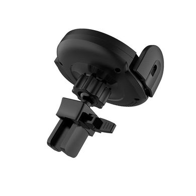 Автомобільний тримач для телефону Hoco CA35 чорний Black + Wireless Charger фото