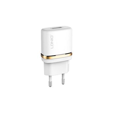 Мережевий зарядний пристрій LDNIO 1 порт USB 1A СЗУ біле White + USB Cable iPhone 5 (DL-AC50) фото
