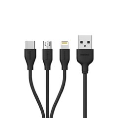 Кабель Lightning/USB Type-C/Micro-USB to USB Remax RC-109th 3in1 1 метр черный Black фото