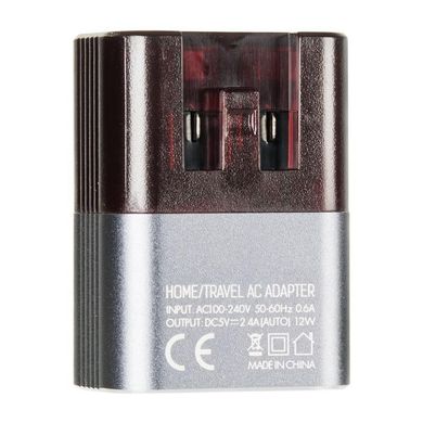 Мережевий зарядний пристрій LDNIO 2 порту USB швидка зарядка 2.4A СЗУ чорне Black / Grey + Cable Type-C (DL-A2206) фото