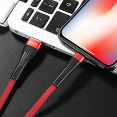 Кабель Lightning to USB Hoco U39 1,2 метра чорний + червоний Black / Red фото