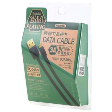 USB Cable Remax (OR) Plating QC RC-048m MicroUSB Black 1m фото