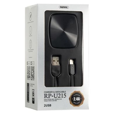 СЗУ Remax (OR) 2USB 2.4A Black (RP-U215) + USB Cable iPhone 7 фото