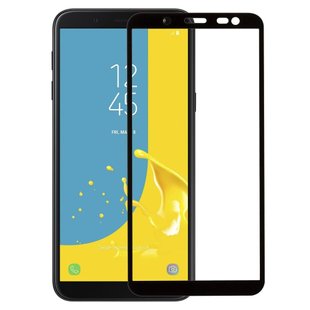 Захисне скло для Samsung J6 (2018) CAA 2D з проклеюванням по всьому склу чорна рамка Black фото