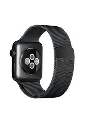 Ремінець Milanese Loop для Apple Watch 42 / 44mm металевий чорний магнітний ARM Series 6 5 4 3 2 1 Black фото