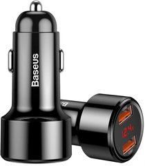Автомобільний ЗП Baseus Magic Series Dual QC 2x3.0, display, black фото