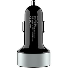 Автомобільний зарядний пристрій Hoco Z26 Display 2 порту USB швидка зарядка 2.1A АЗП чорний + сірий Black / Grey фото