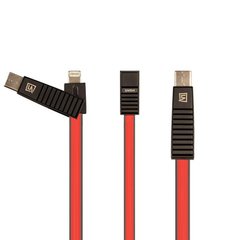 Кабель Lightning / Micro-USB / USB Type-C to USB Remax RC-072th 3in1 1 метр червоний Red фото