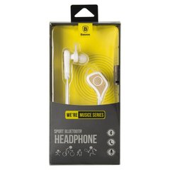 Навушники бездротові вакуумні Baseus Musice Sport Series Bluetooth з мікрофоном білі White / Gold фото