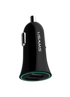 Автомобільний зарядний пристрій Usams (US-CC013) 2 порту USB швидка зарядка 2.1А АЗП чорне Black фото