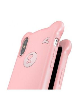 Чохол Baseus для iPhone XS Max Bear Silicone, Pink фото