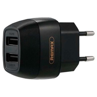 Мережевий зарядний пристрій Remax 2 порту USB швидка зарядка 2.1A СЗУ чорне Black (RP-U29) фото