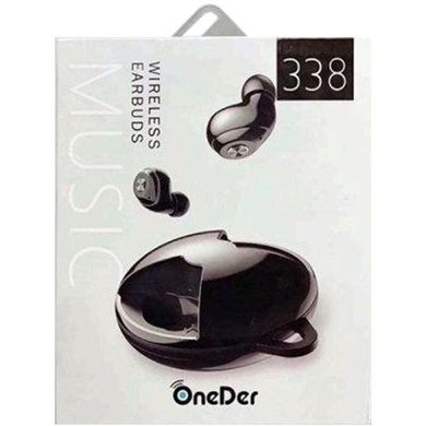 Навушники бездротові вакуумні OneDer TWS-338 Bluetooth з мікрофоном чорні Black фото