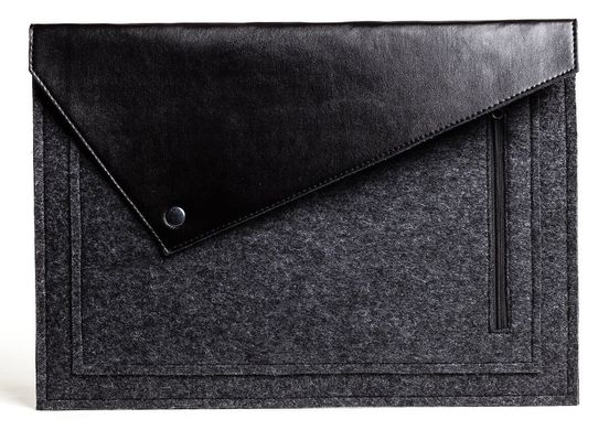 Фетровий чохол-конверт Gmakin для Macbook New Air 13 (2018-2020) сірий + чорний (GM57-13New) Gray + Black фото