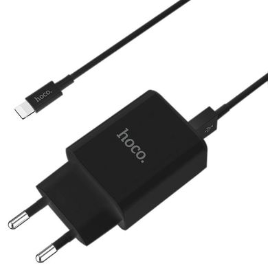 Мережевий зарядний пристрій Hoco C62A 2 порту USB швидка зарядка 2.1A СЗУ чорне Black + USB Cable iPhone 8 фото