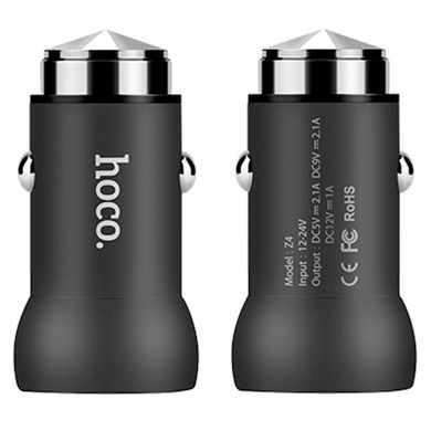 Автомобільний зарядний пристрій Hoco Z4 1 порт USB швидка зарядка 2.1A АЗП чорне Black фото