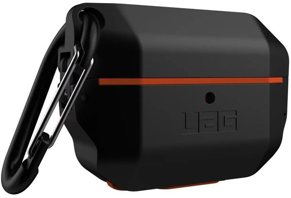 Силиконовый чехол UAG Hardcase для для Airpods Pro противоударный с карабином защитный черный Black/Orange фото