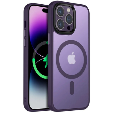 TPU+PC чехол Metal Buttons with MagSafe Colorful для Apple iPhone 14 Pro темно-фіолетовий Dark purple фото
