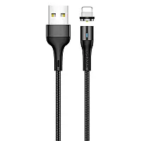 Кабель Usams US-SJ336 U29 Aluminum Alloy Magnetic Lightning Cable (2m) Black фото