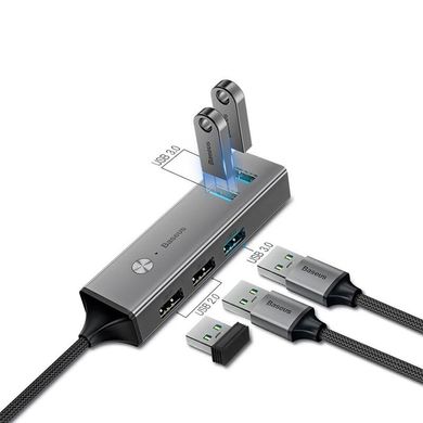 USB HUB на 5 портів USB Baseus Cube (CAHUB-C0G) сірий Silver фото