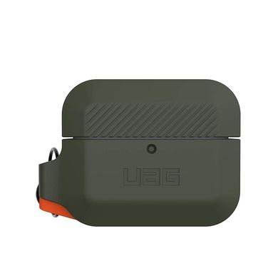 Силіконовий чохол UAG Silicone для для Airpods Pro протиударний з карабіном захисний чорний Olive Drab / Orange фото