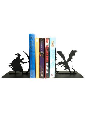 Тримач для книг металевий MetalHomeLab "Маг дракон" чорний Black фото