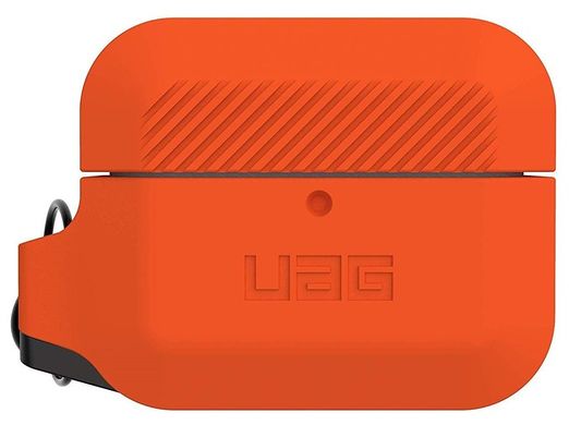 Силиконовый чехол UAG Silicone для для Airpods Pro противоударный с карабином защитный черный Orange/Black фото