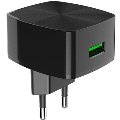 Мережевий зарядний пристрій Hoco C70A QC 1 порт USB швидка зарядка 3A СЗУ чорне Black фото