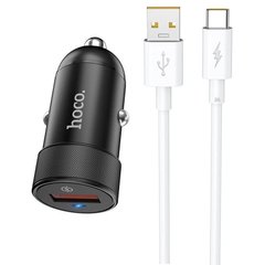 Автомобільний зарядний пристрій Hoco Z32A 1 порт USB швидка зарядка 3A АЗП чорне Black + USB кабель Type-C фото