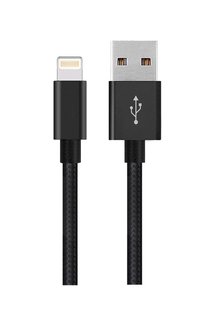 Кабель в оплетке lightning 2м black фото