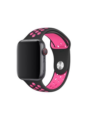 Ремінець Nike Band для Apple Watch 38 / 40mm силіконовий чорний + рожевий спортивний ARM Series 5 4 3 2 1 black / pink фото
