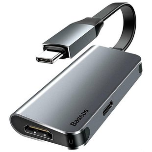 Перехідник USB to USB Type-C / HDMI Baseus Little Box (CAHUB-E0G) Converter сірий Grey фото