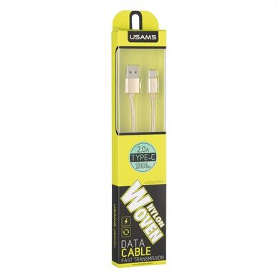 USB Cable Usams US-SJ030 Braided Wire Cable U-Knit Series Type-C Gold 1m фото