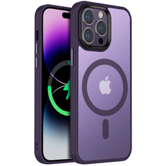 TPU+PC чохол Metal Buttons with MagSafe Colorful для Apple iPhone 12 Pro Max Dark Purple фото