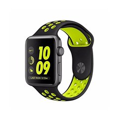 Ремінець Nike Band для Apple Watch 38 / 40mm силіконовий чорний + жовтий спортивний ARM Series 6 5 4 3 2 1 Black + Volt фото