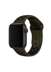 Ремінець Nike Band для Apple Watch 38 / 40mm силіконовий темно зелений + чорний спортивний ARM Series 5 4 3 2 1 khaki / black фото