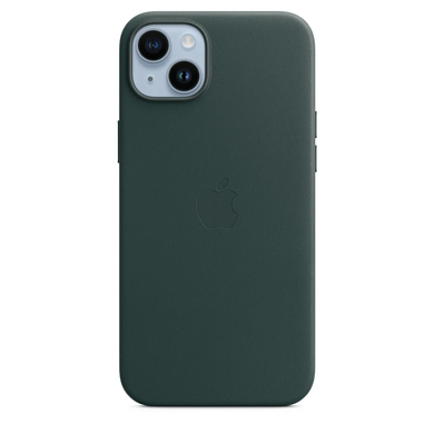 Чохол шкіряний Apple Leather Case with MagSafe для iPhone 14 зелений Forest green фото