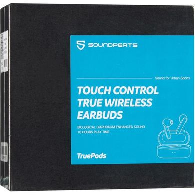 Навушники бездротові вакуумні SoundPeats True Pods Bluetooth з мікрофоном чорні Black фото