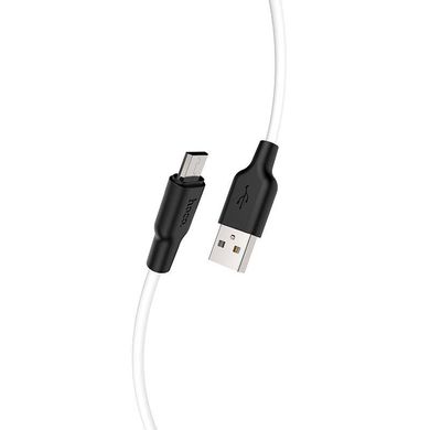 Кабель Micro-USB to USB Hoco X21 1 метр чорний + білий Black / White фото