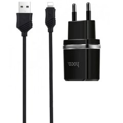 Мережевий зарядний пристрій Hoco C77A 2 порту USB швидка зарядка 2.4A СЗУ чорне Black + USB Cable iPhone X фото