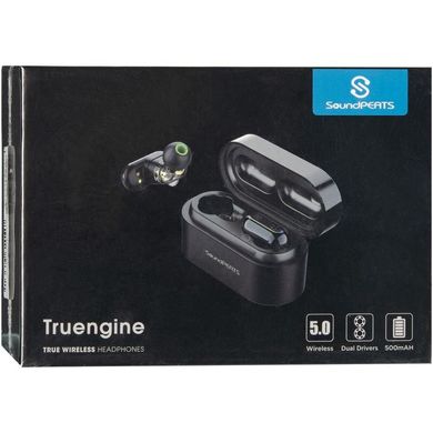 Навушники бездротові вакуумні SoundPeats TrueNgine Bluetooth з мікрофоном чорні Black фото