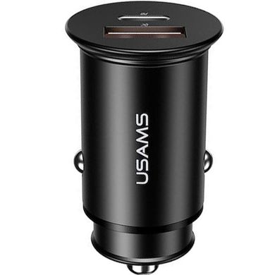 Автомобільний зарядний пристрій Usams С15 1 порт USB швидка зарядка 5А АЗП + Type-C чорно Black (US-CC097) фото