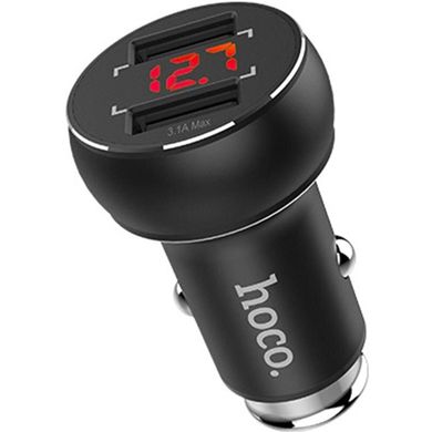 Автомобільний зарядний пристрій Hoco Z22 Display 2 порту USB швидка зарядка 3.1A АЗП чорне Black фото