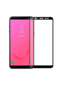 Защитное стекло с полной проклейкой для Samsung J8(2018) black фото