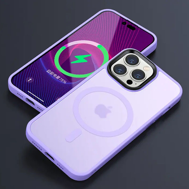 TPU+PC чохол Metal Buttons with MagSafe Colorful для Apple iPhone 13 Pro Max ліловий Lilac фото