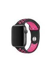 Ремешок Nike Band для Apple Watch 38/40mm силиконовый черный+розовый спортивный ARM Series 5 4 3 2 1 black/pink фото