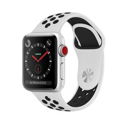Ремешок Nike Band для Apple Watch 38/40mm силиконовый белый+черный спортивный ARM Series 6 5 4 3 2 1 Platinum+Black фото