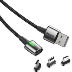 Кабель Lightning / MicroUSB / Type-C to USB Baseus 3in1 TZCAXC-A01 магнітний 1 метр чорний Black фото