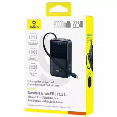 Портативна Батарея Baseus EnerFill Bipow2 Pro 22.5W 20000mAh (black) фото