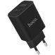 Мережевий зарядний пристрій Hoco C62A 2 порту USB швидка зарядка 2.1A СЗУ чорне Black + USB Cable MicroUSB, Черный